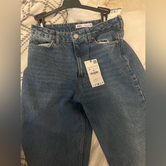 dark blue zara jeans size 38 (size 4-6 us) - Picture 1 of 3